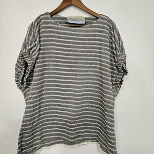 Tish Cox Gray Striped Women Blouse